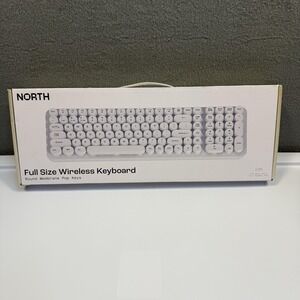North Full Size Wireless Keyboard Round Membrane Pop Keys White 2.4GHz USB
